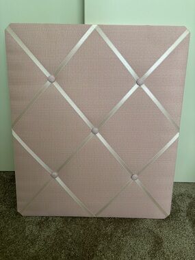 Pink Gingham and White Ribbon Memory Board